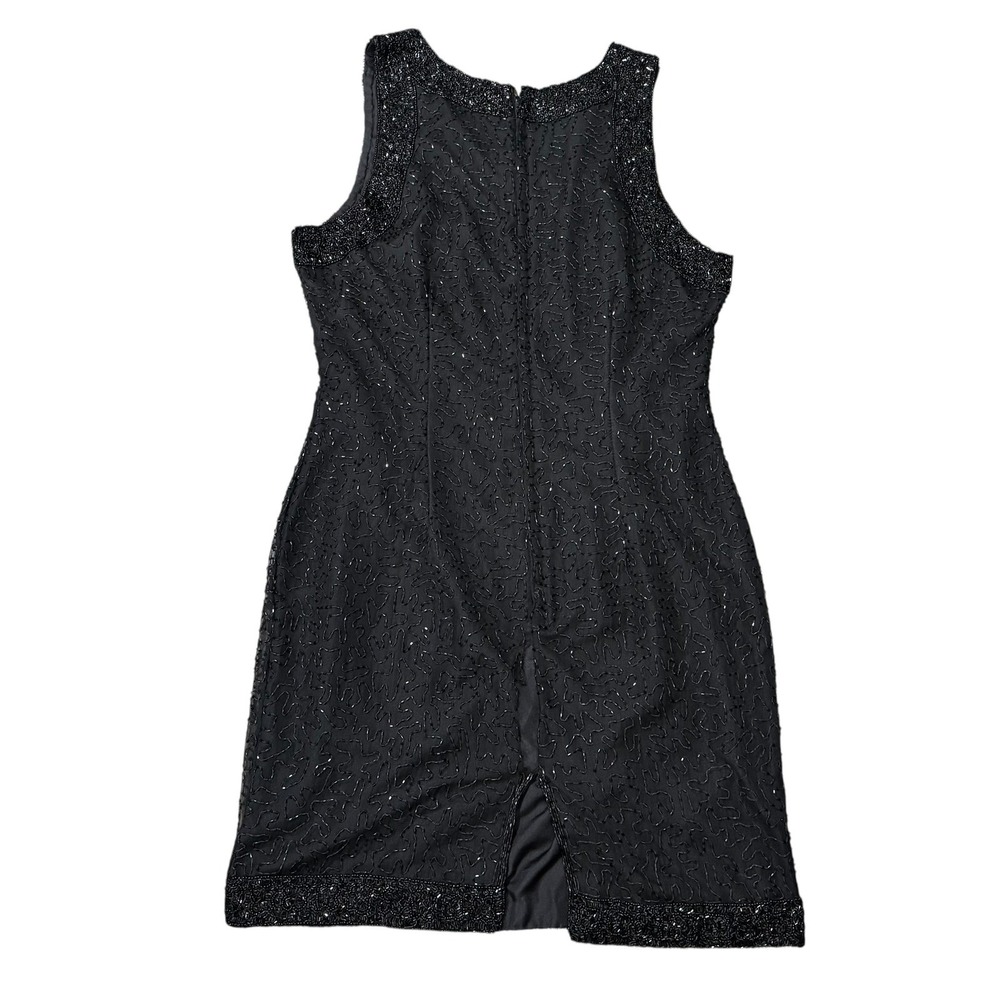 Laurence Kazar Black Beaded Silk Cocktail Dress Sz M VTG 80s Whimsigoth fairy - Picture 10 of 11